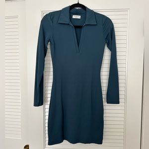 Babaton (Aritzia) Blue Bodycon Contour Collared Dress